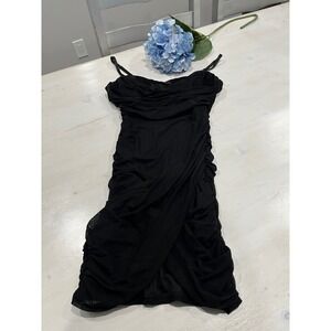Privy Ruched Bodycon Dress Sleeveless Cocktail Party Dress‎ Black Large